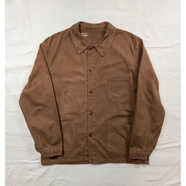 【1950s】"French Vintage" Brown Cotton Twill Work Jacket