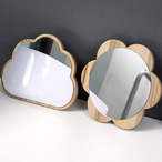 【木製 インテリア 鏡】雲型 スクエア 2種類 置き型 可愛い 韓国テイスト シンプル メイクアップミラー 学生  リビング 玄関 片面 携帯 ミラー