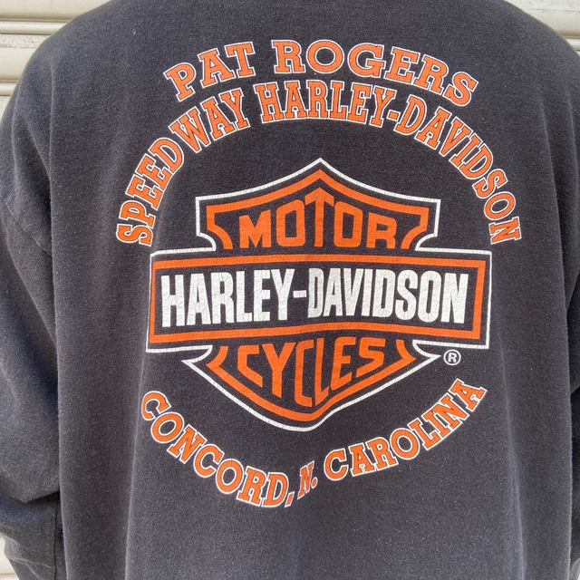 00s ハーレーダビッドソン 両面プリントロンT スリーブロゴ ブラック XL