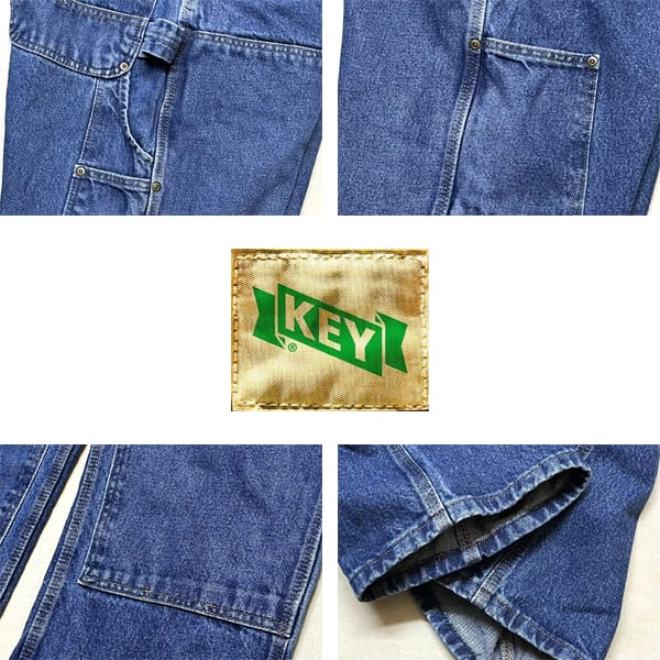 KEY ダブルニーデニムペインター 90s グランジ リペア ダメージ 1点物◇キーKEYダブルニー40デニムペインターパンツ古着メンズXXL