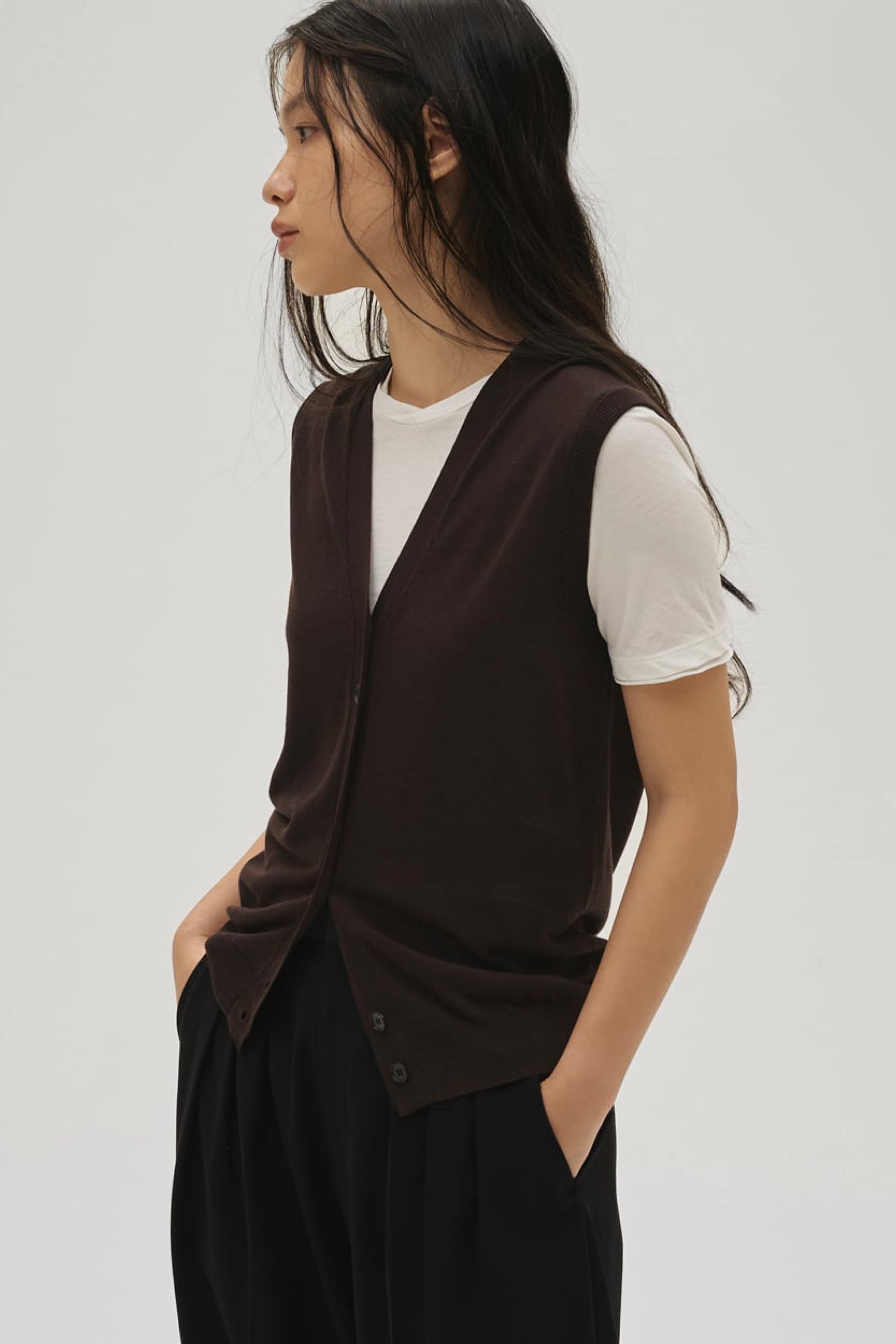 TODAYFUL Tencelsilk Knit Vest テンセルシルクニットベスト Dark Brown