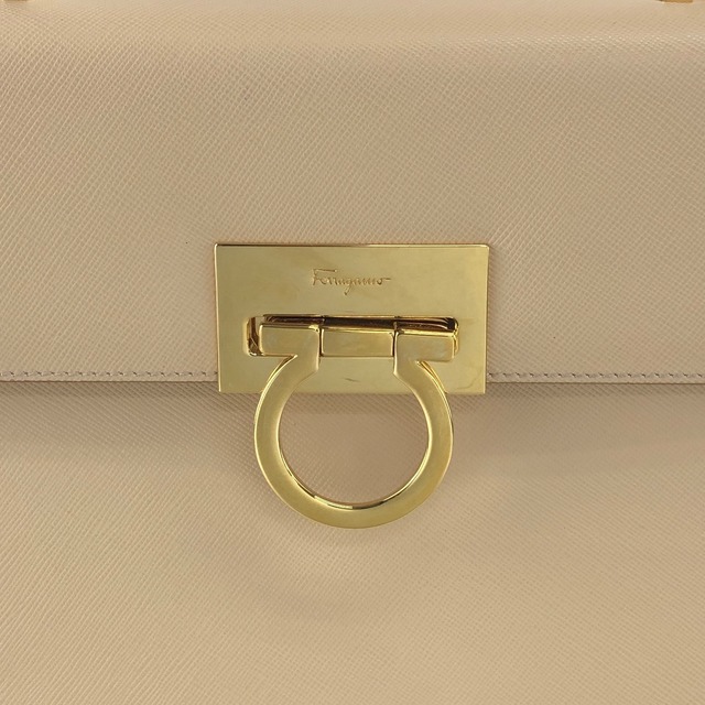 Salvatore Ferragamo サルヴァトーレ フェラガモ ハンドバッグ ベージュ ガンチーニ レザー 2way vintage ヴィンテージ オールド khdcf6