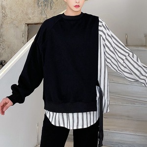 【Men】FAKE-2-PIECE ROUND NECK TOP 2colors Z-229