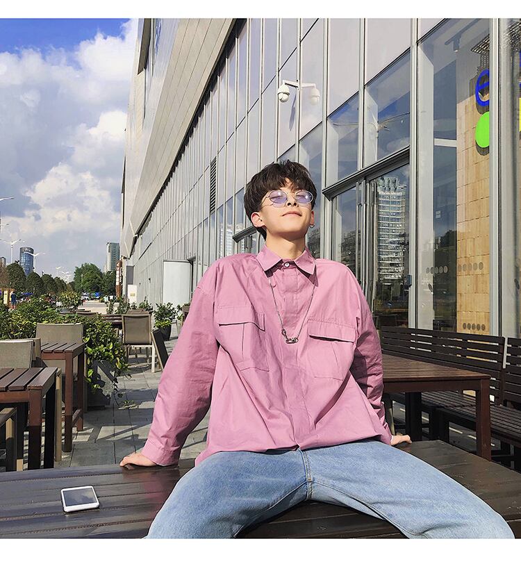 全3色 シャツ トップス 羽織 カジュアル 無地 シンプル 