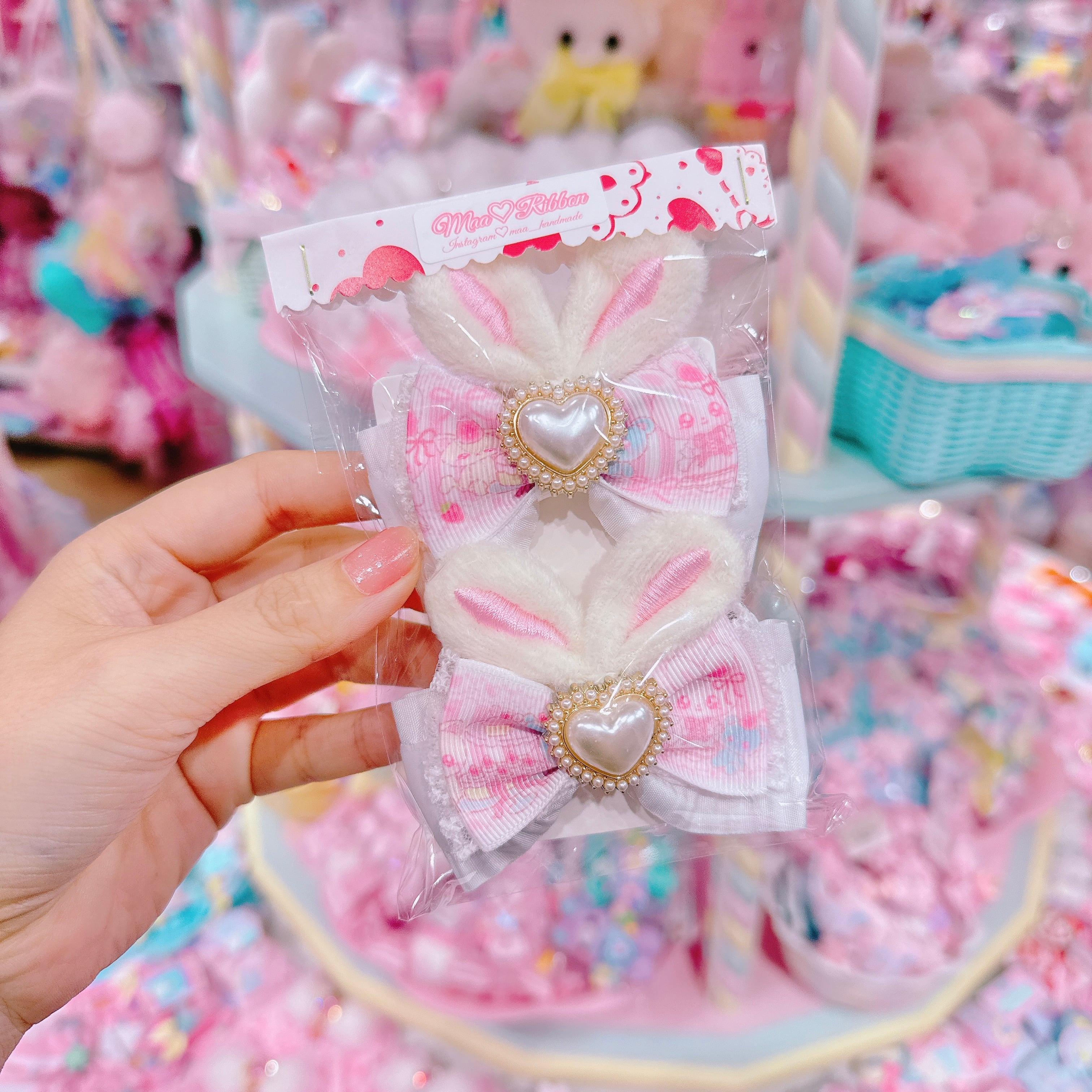 【R14】50-36うさ耳付きツインヘアクリップ