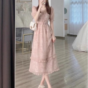 【送料無料】 ロングドレス 衣装 カラードレス シアー ひざ丈 ミモレ フリル Aライン フレア プルオーバー 半袖 ラウンドネック 飾り 装飾 薄手生地 エレガント 可愛い 大人可愛い きれいめ シンプル カジュアル シック コンサバ 華やか 大人 上品 おしゃれ お洒落 主役級 こなれ感 高見え 高級感 フェミニン 無地 夏 レディース 女性用 お出かけ 二次会 パーティ 演奏会 フォーマル 普段使い ファッション コーデ スタイル 楽ちん 体型カバー 美脚 脚長 定番 垢抜け 存在感