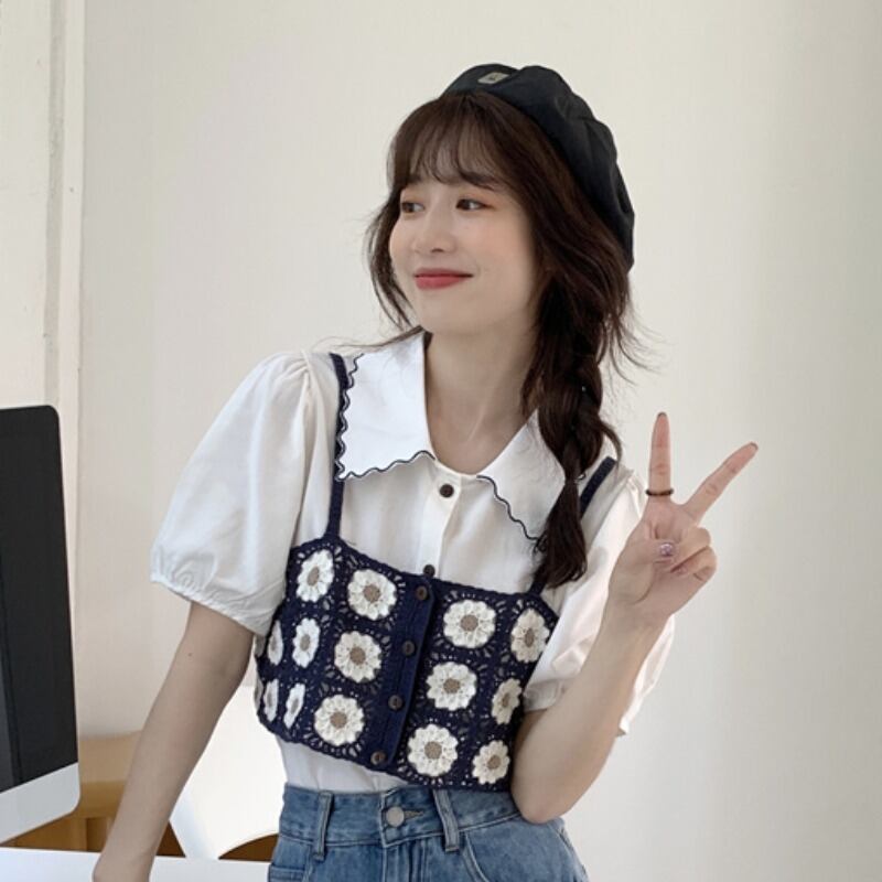 サマールーズカラースリーブトップス シャツ セット ランタンスリーブ 夏物 YY-ファッション14662900666