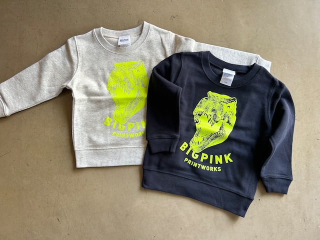 BIG PINK dino  sweat  kids   【neon yellow】