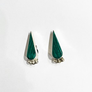 Vintage 925 Silver Malachite Earrings Made In Mexico