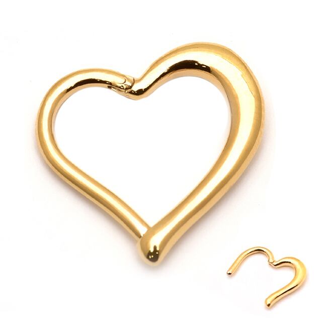 ワンタッチピアス 16G&12G ゴールド パカッと ハートピアス 2WAY