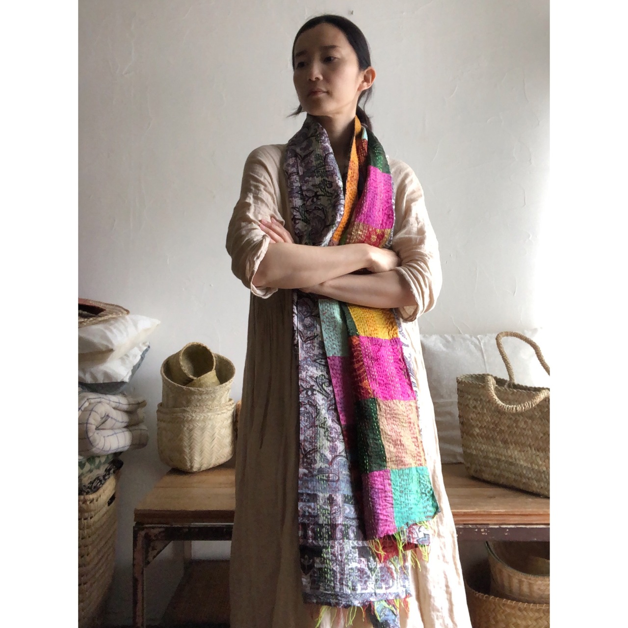 リサイクルサリーのカンタショール パッチワーク小09 インドの手仕事布 Mulaセレクト