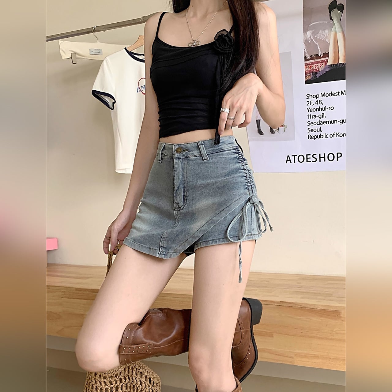 デニム スカパン レディース 春夏 ショートパンツ キュロットスカート