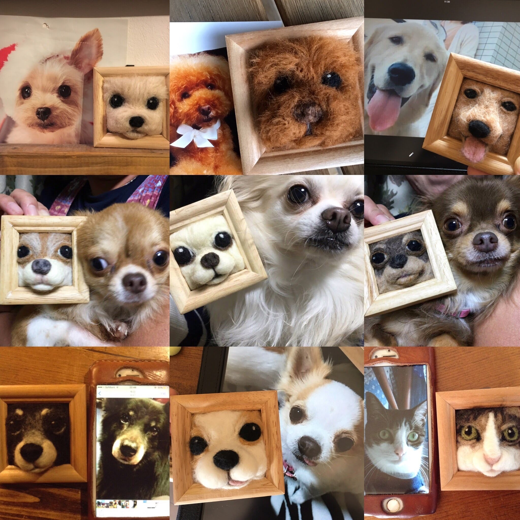オーダー犬猫うさぎ羊毛フェルト額縁入り