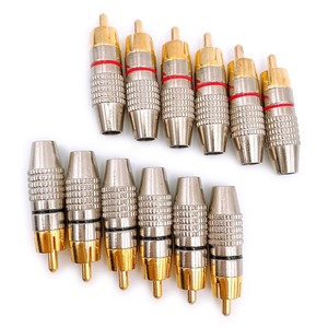 【努力特価】Meliore 金メッキ RCA プラグ 端子 はんだ レス タイプ オス PLUG TYPE タイプ B 赤黒 ケーブル 自作 レッド ブラック 12個 セット
