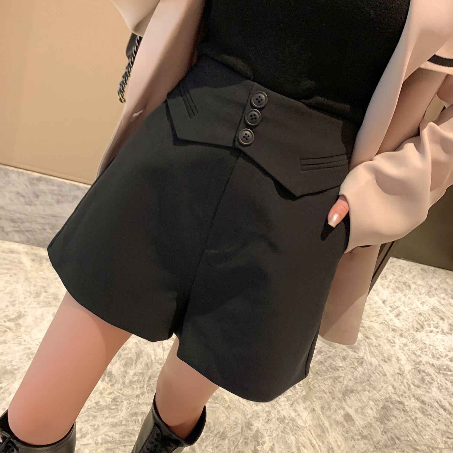 ハイウェストウェストカジュアルショーツ ブルマー 6Du_Shop_Women77531651196