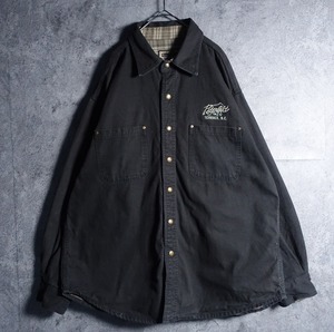 Black Check Pattern Animal Embroidery Design Work Duck Shirt