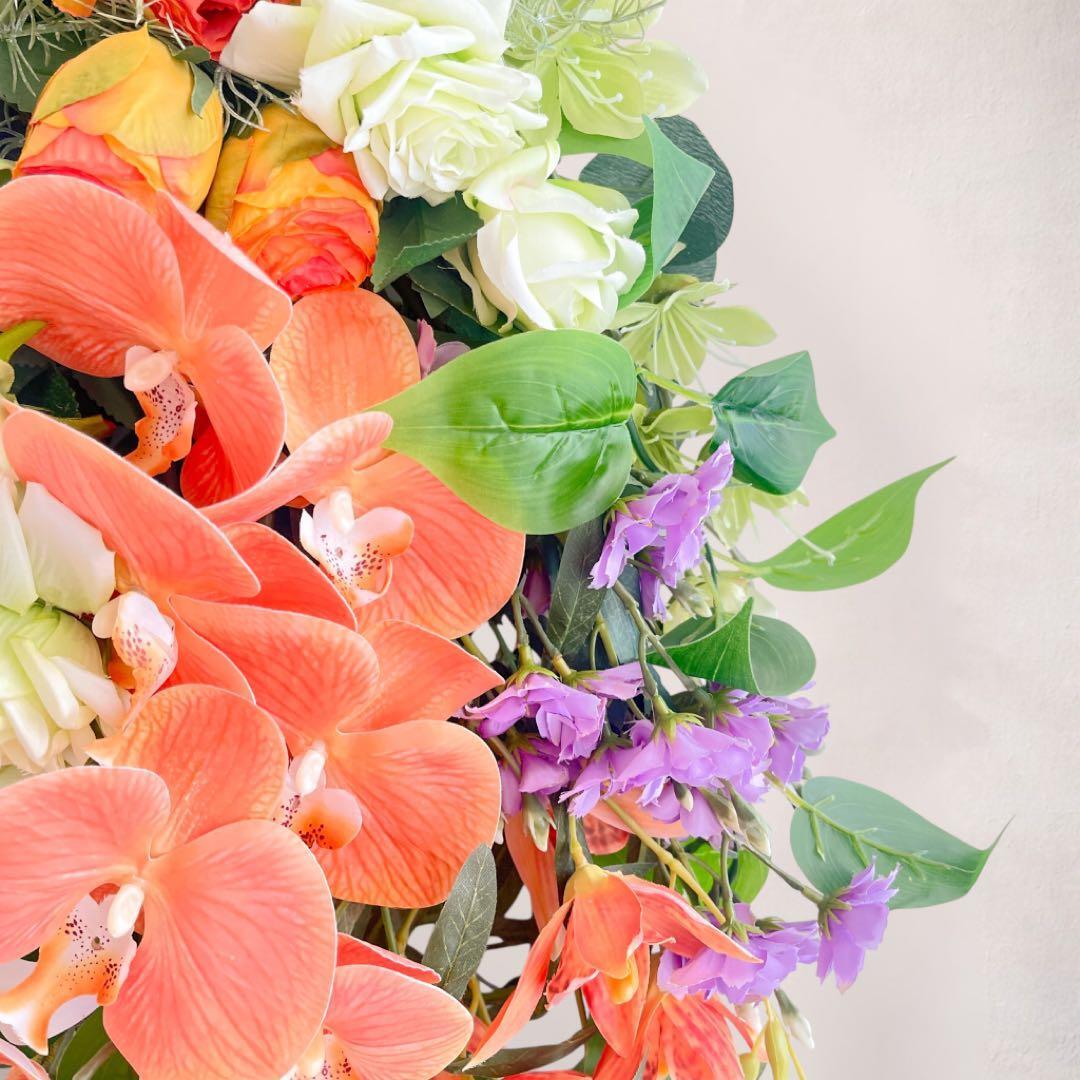 光触媒】至高の華やぎ 胡蝶蘭と薔薇の特大ロングスワッグ（68cm） 春の