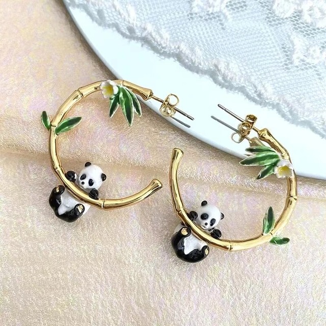 パンダ ピアス Bamboo Cute Panda