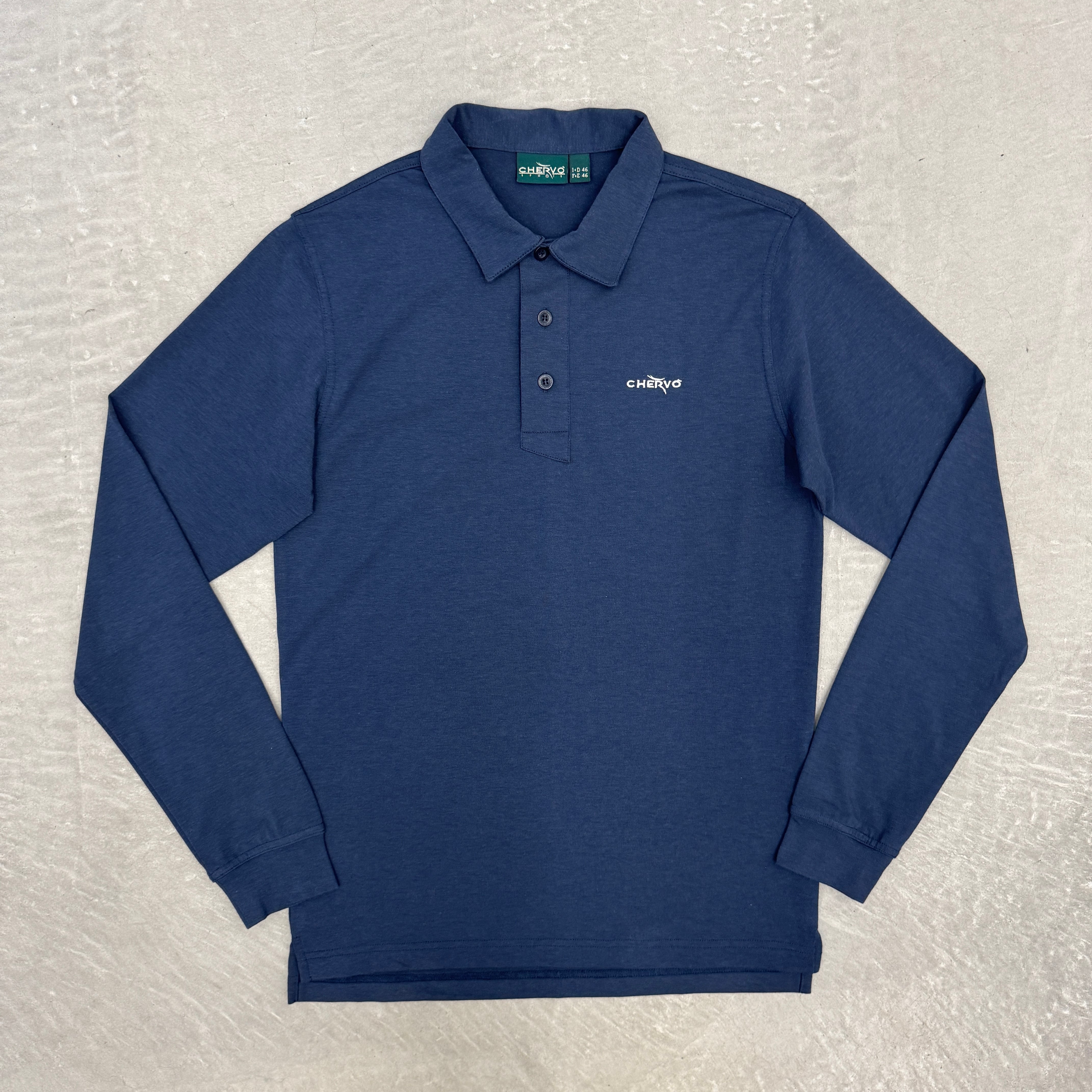 新品未使用　CHERVO ネイビー ポロシャツ サイズ46 CHERVO Polyester Long sleeve Polo shirt Navy 46 | ASSET VINTAGE