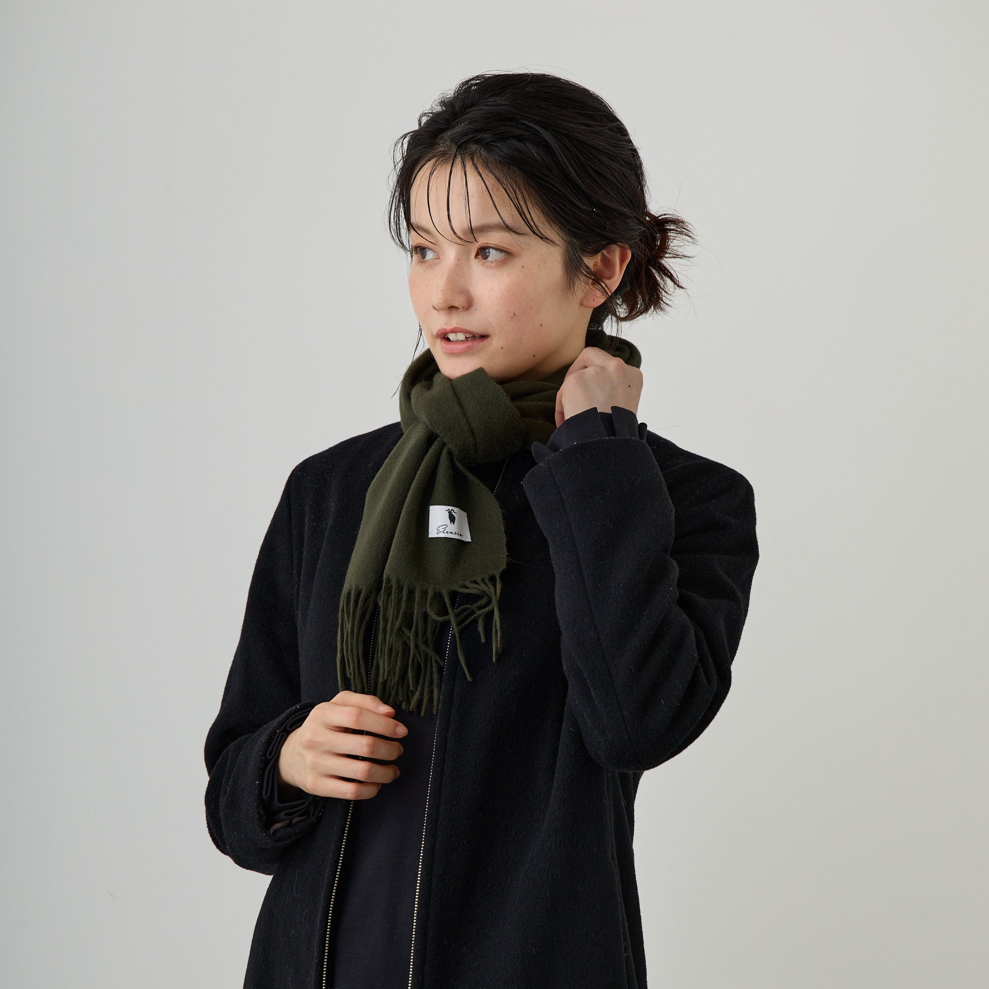 Elensia】カシミヤ100％マフラー <カーキ> | Elensia (エレンシア