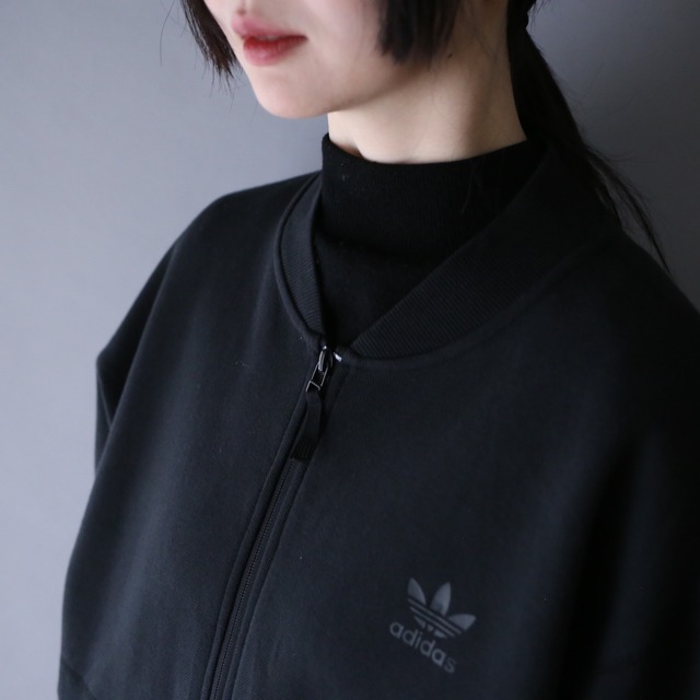 "adidas" black oner-tone double zip-up over silhouette jacket