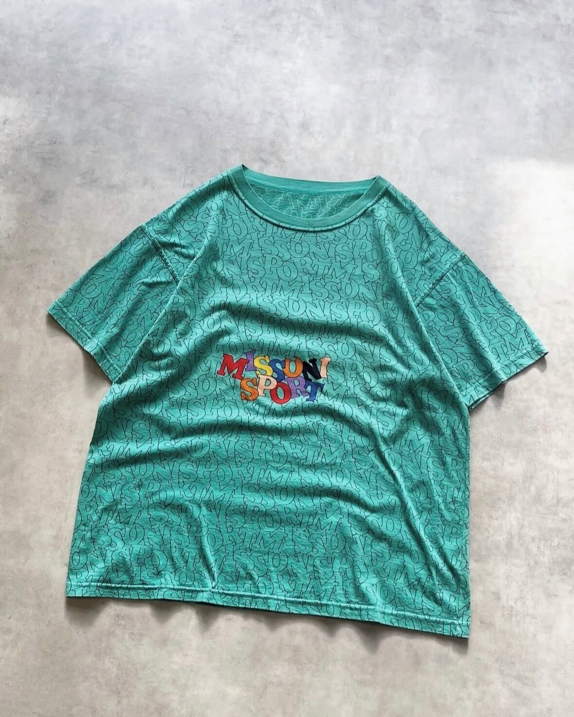 90s MISSONI Total Pattern Colorful Logo S/S Tee ITALY製