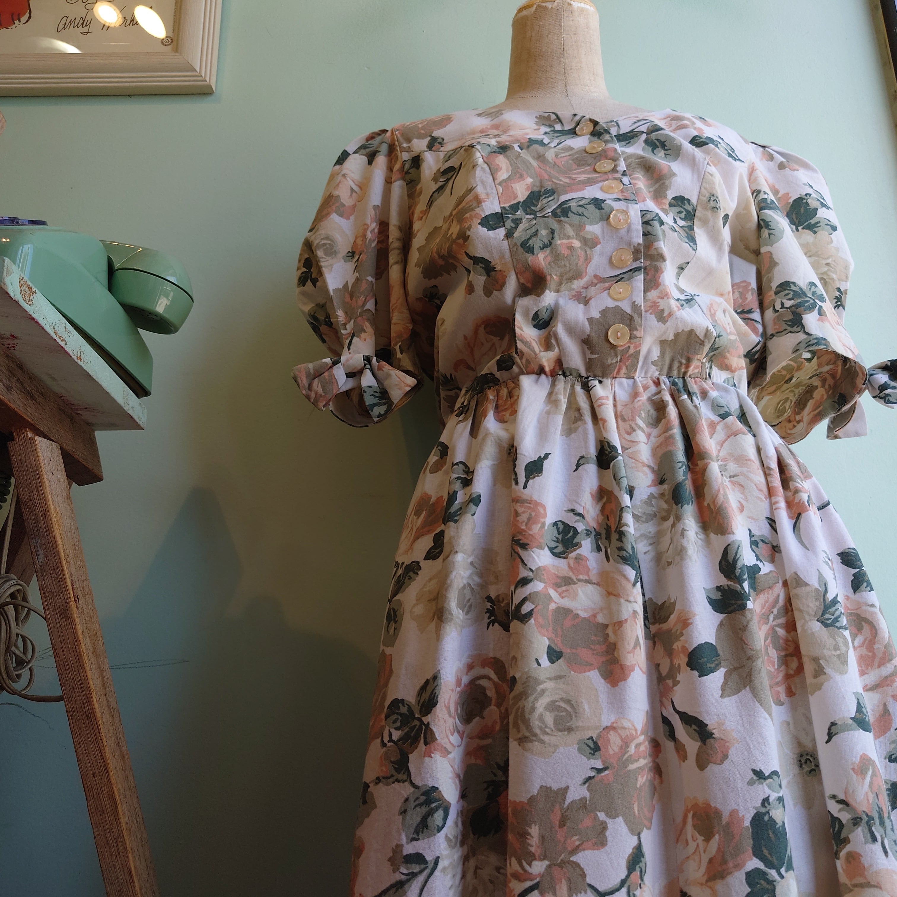 S.L. Fashions 80s vintage 花柄 ヴィンテージドレス パフスリーブ