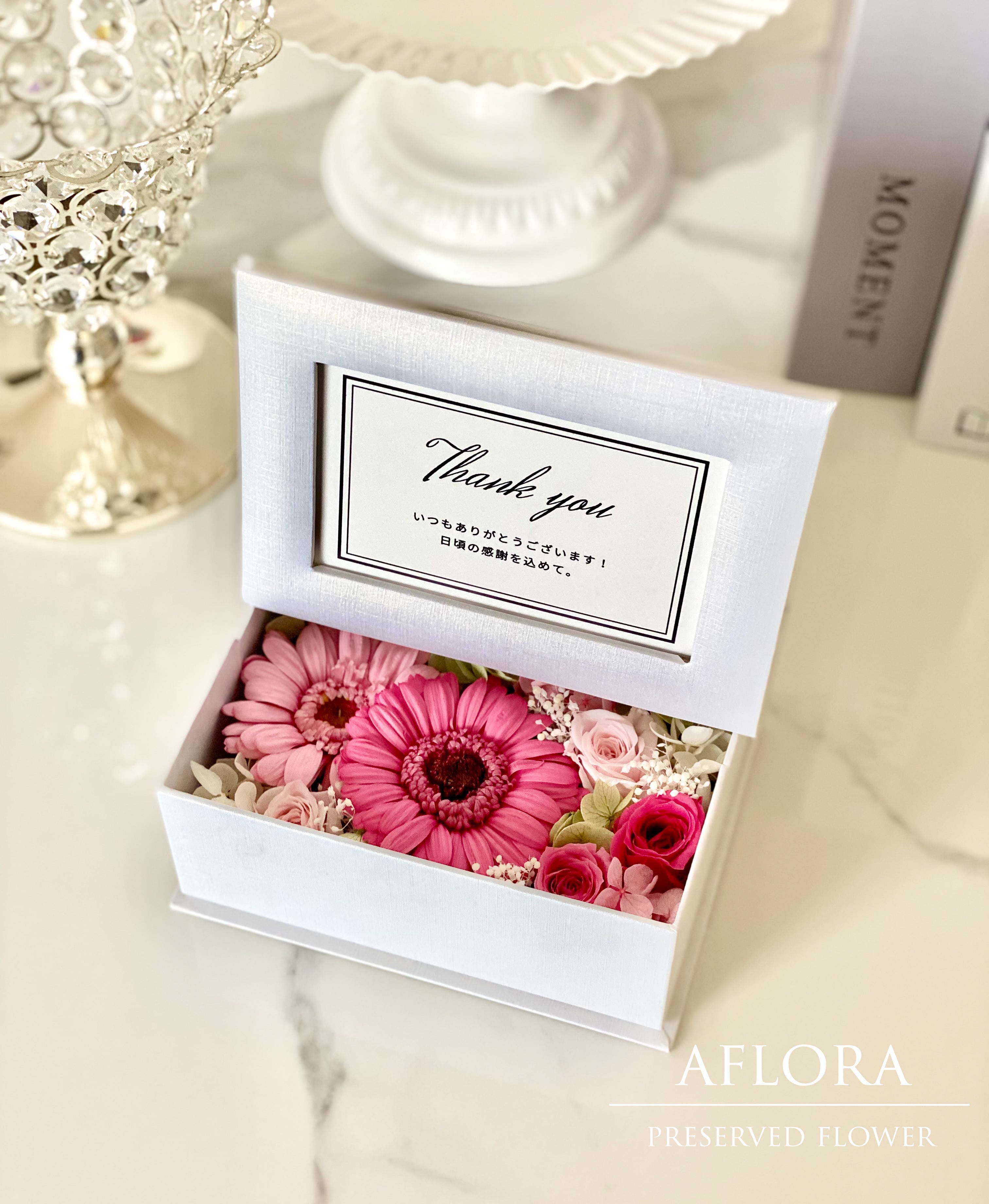 フォトフレーム ガーベラピンク プリザーブドフラワーアレンジメント