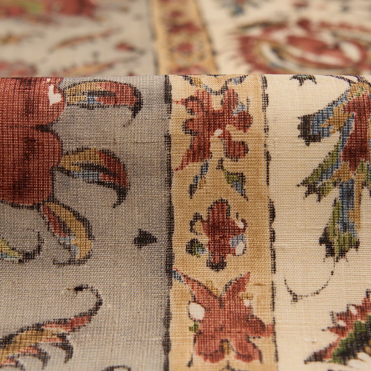 しょうざん 生紬 紗紬 艶やかな花 夏袋帯 未使用品 全通 しょうざん　傘柄の帯　全通名古屋帯