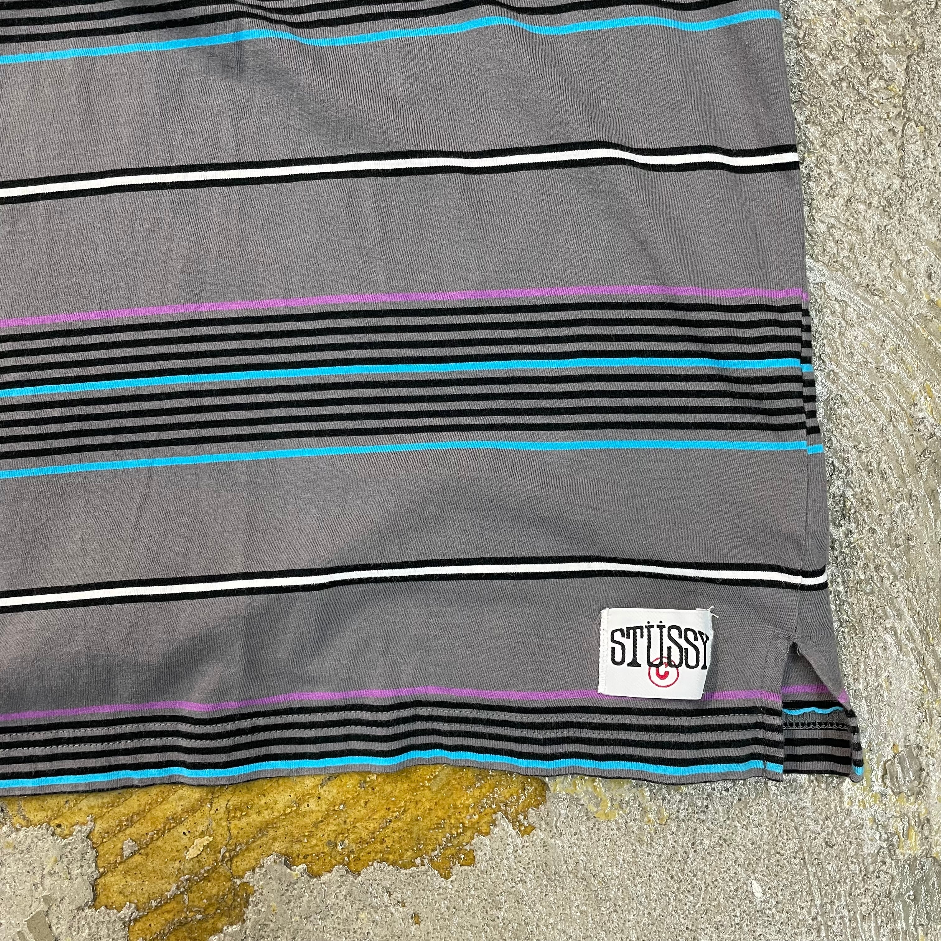 90s-00s STUSSY ステューシー マルチボーダー柄ポロシャツ