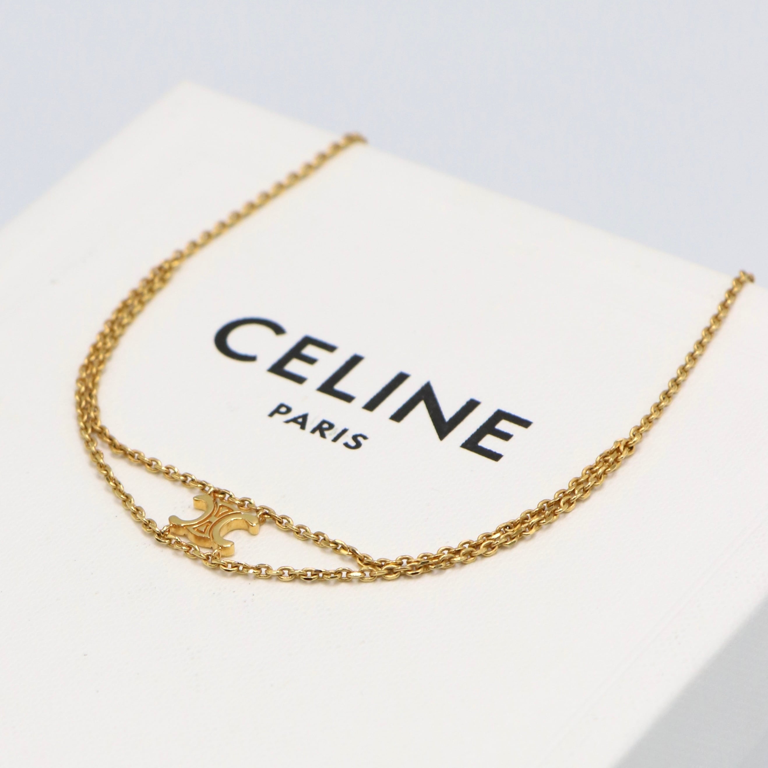 3/20掲載 CELINE トリンオフサスペンダーネックレス シルバー925 ゴールド セリーヌ 付属品付き