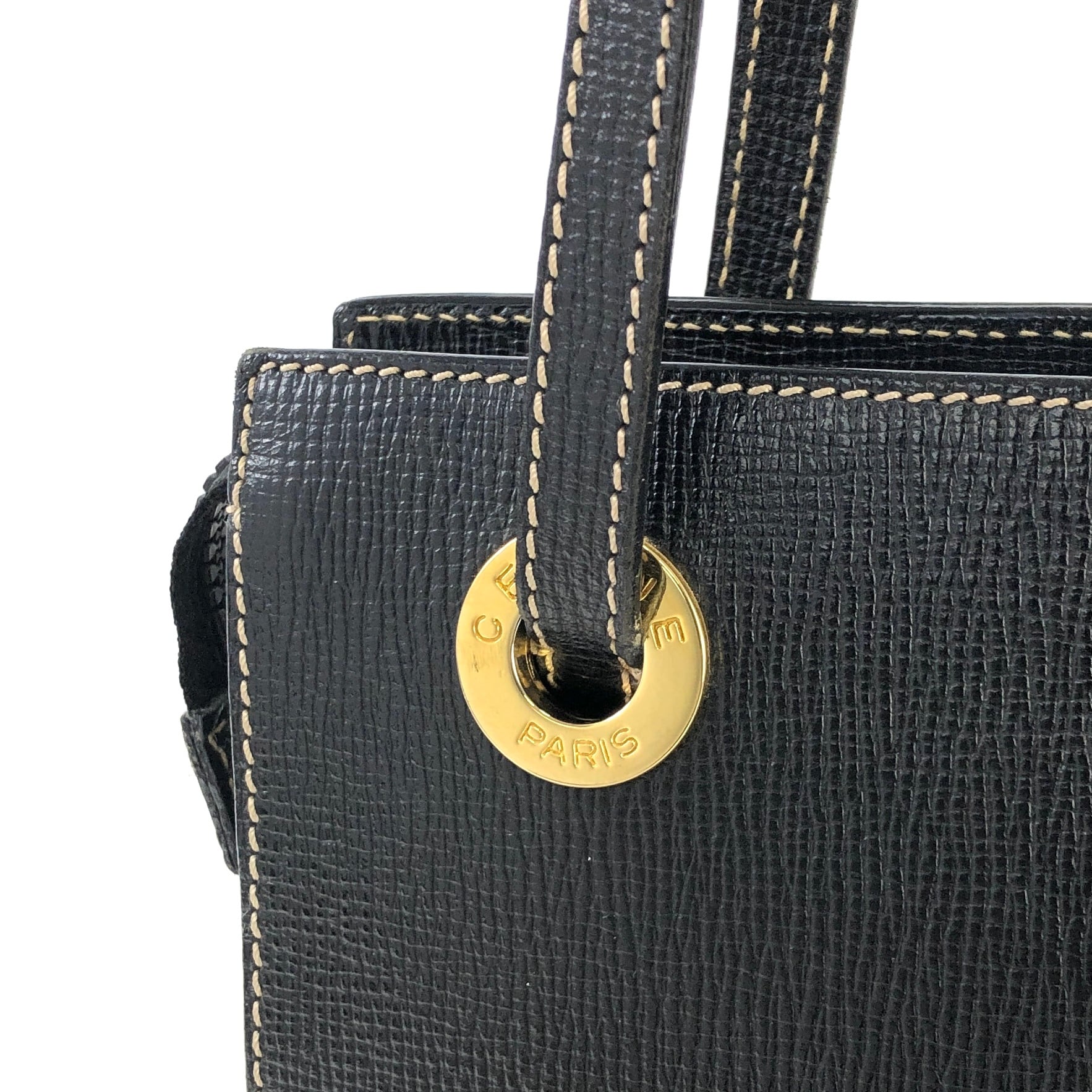 CELINE セリーヌ サークルロゴ エンボスレザー ステッチ ショルダー