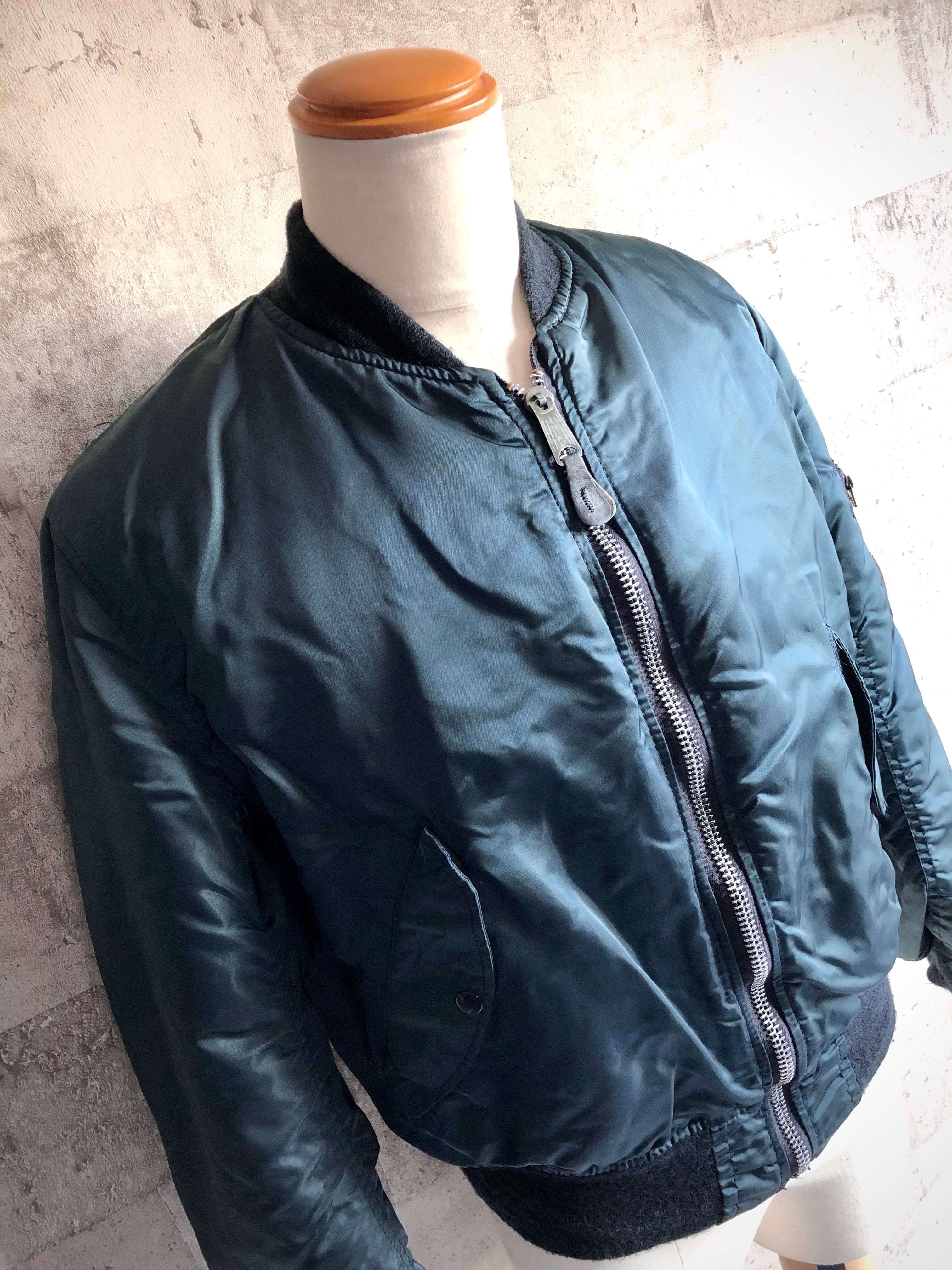 80s〜 USA製 ALPHA INDUSTRIES INC MA-1 FLYER'S JACKET NAVY アルファ