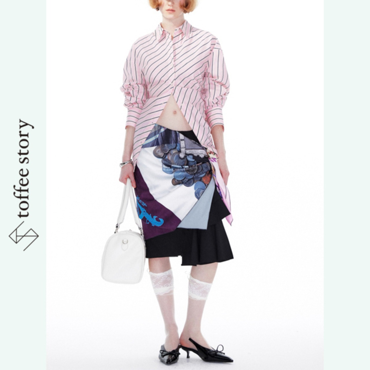 ストライプの錯覚/ピンクオーバーシャツ 《B0012》