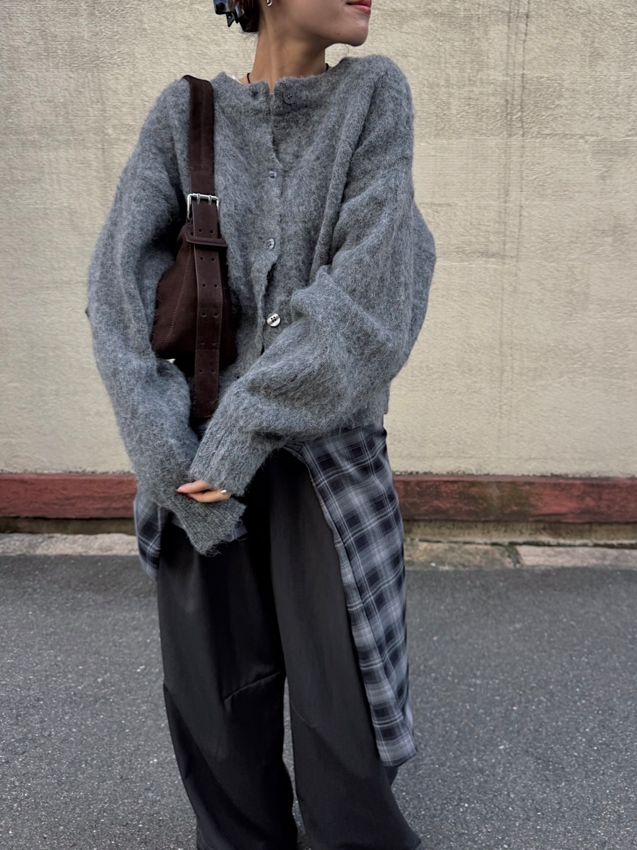 stole set shaggy 2way knit