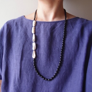 再入荷/Biwa Pearl × Black Tourmaline Necklace/ビワパール × ブラックトルマリン ネックレス