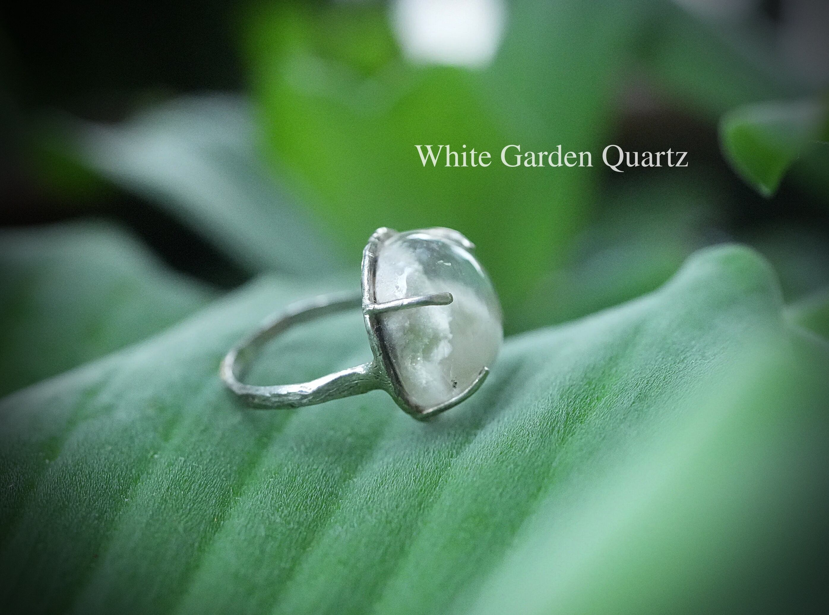 大きな雪★ホワイトガーデンクォーツ★シルバーリング1820