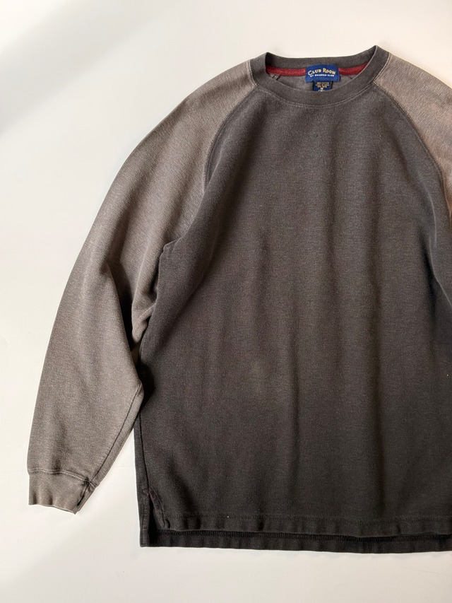 “Club Room” Club Two-Tone Raglan Waffled LS Tee M