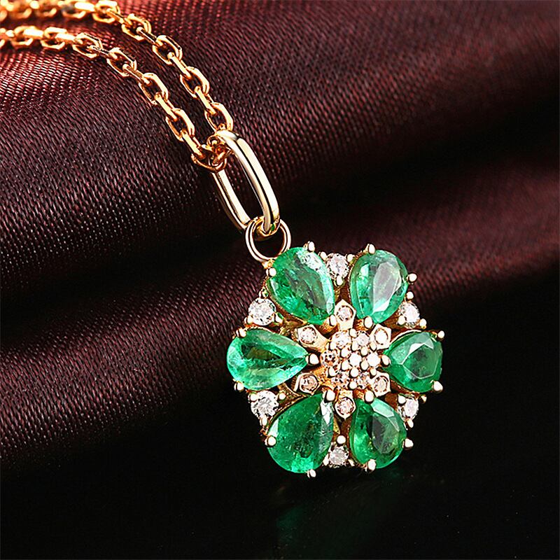 キラキラshop 豪華エメラルド ダイヤ ネックレス｜ネックレス