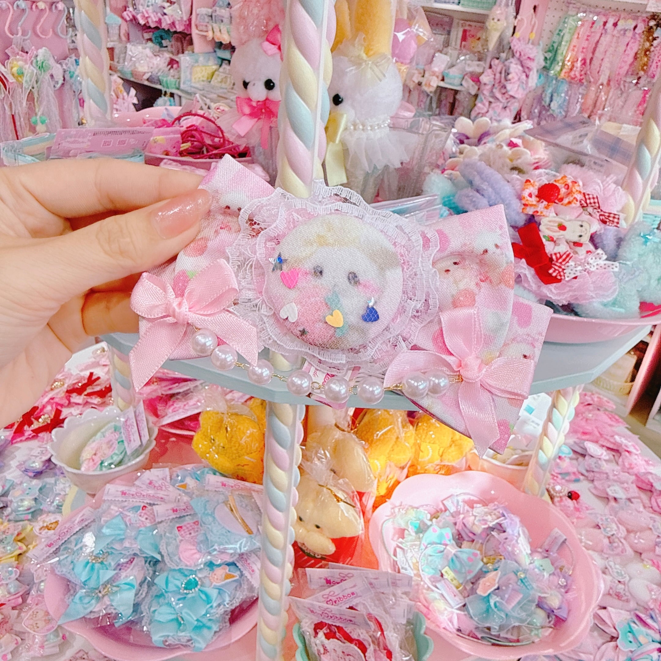 【R14】53-8布リボンヘアクリップ