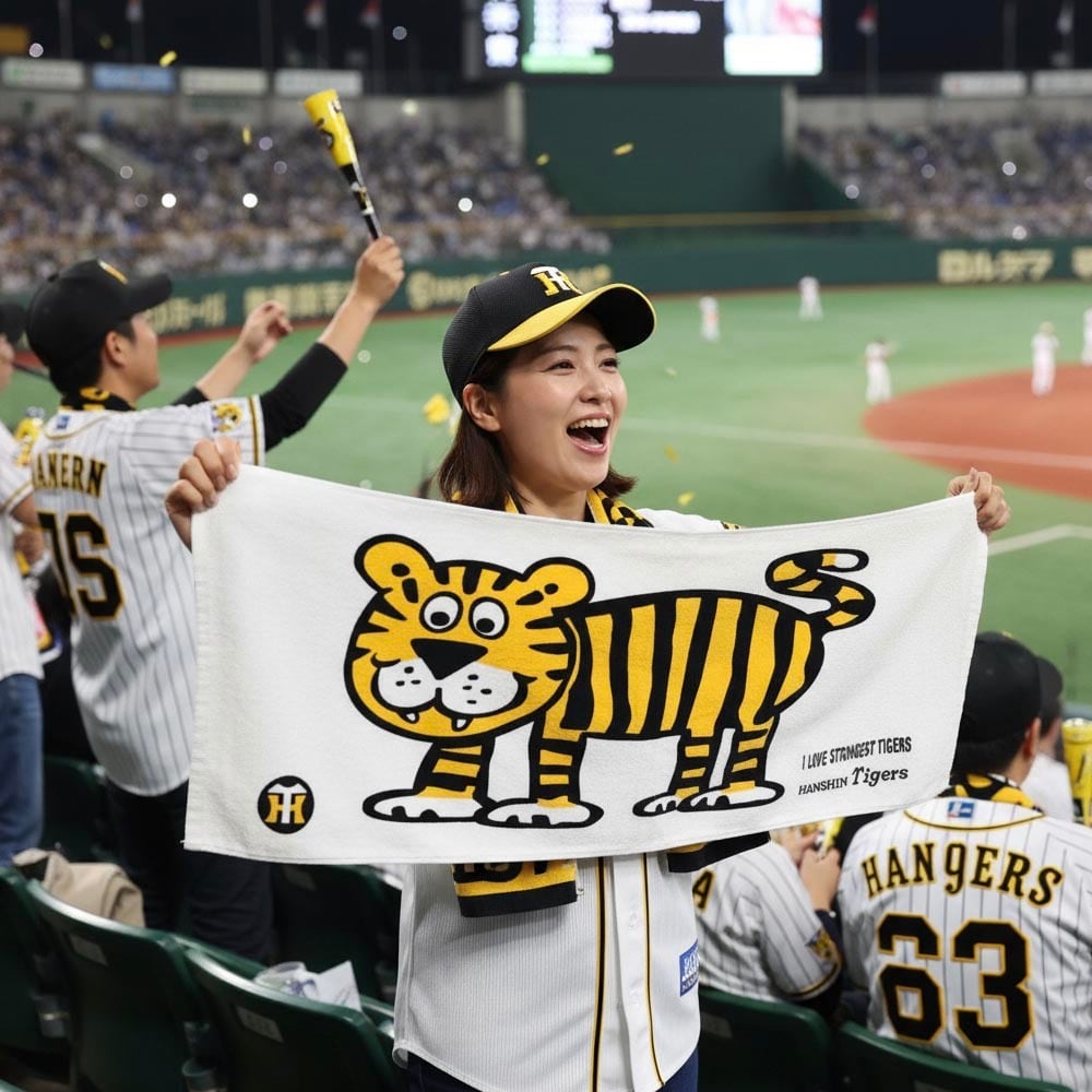 tigersgirls irohaさんタオル 阪神タイガース球団承認 新 I LOVE TIGERS フェイスタオル 綿100