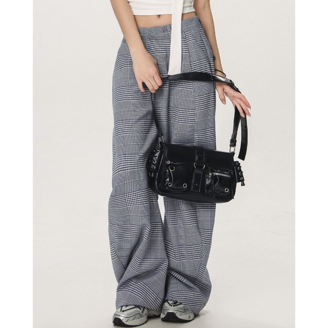 glen check straight pants　グレンチェック柄ストレートパンツ　J0969