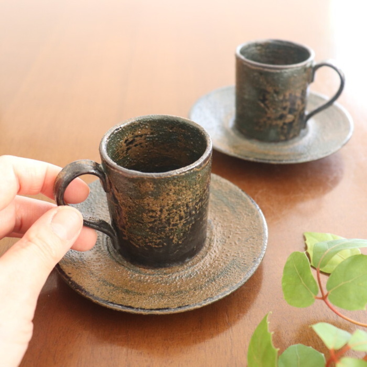 益子焼 健一窯 デミタス カップ＆ソーサー Mashiko-yaki Demitasse 