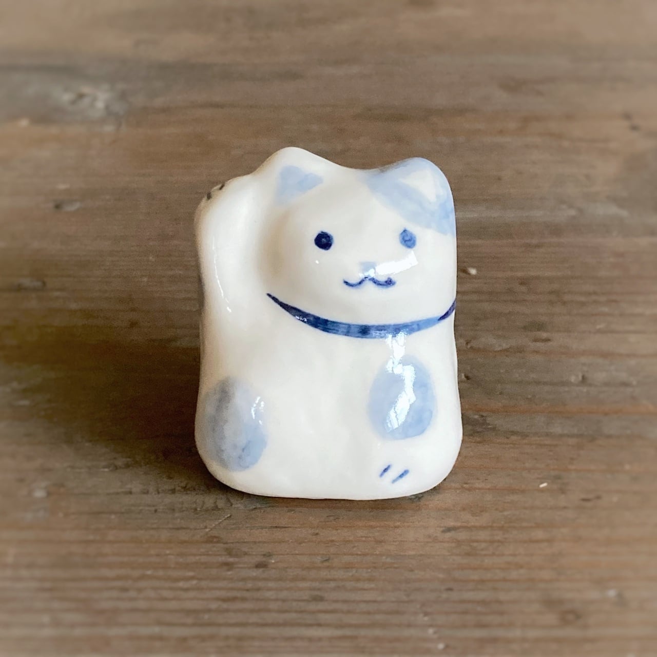 まねきねこ　金運　(染付)