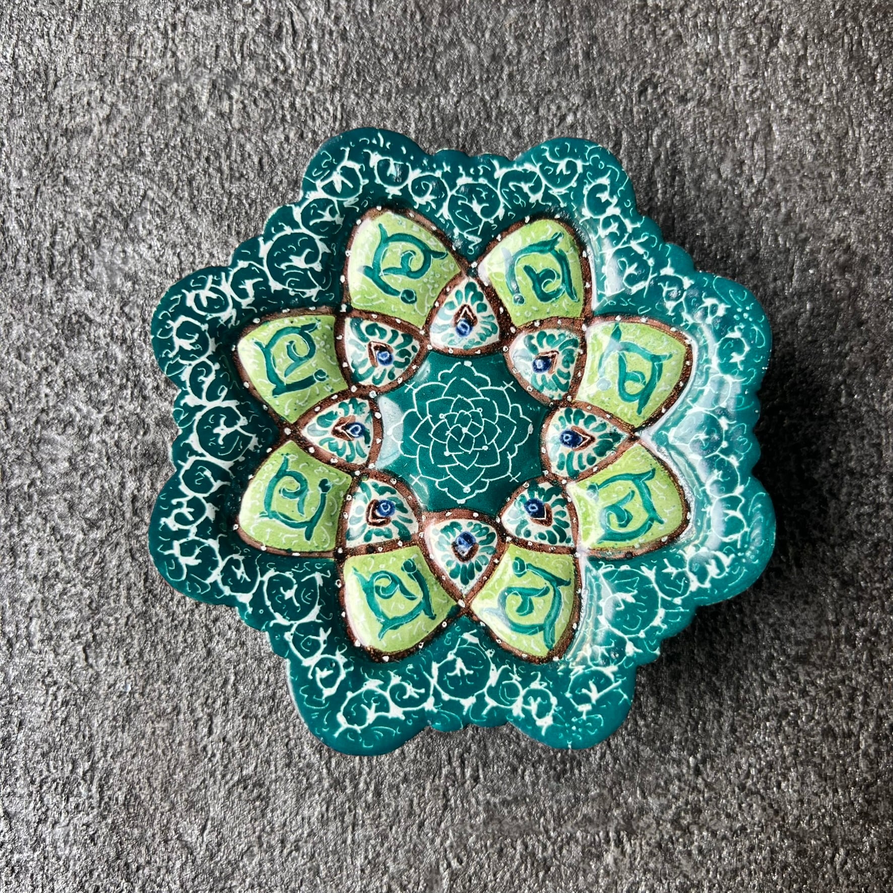 ペルシャの飾り皿（ミーナーカーリー）9cm アクセサリートレイ【MINA