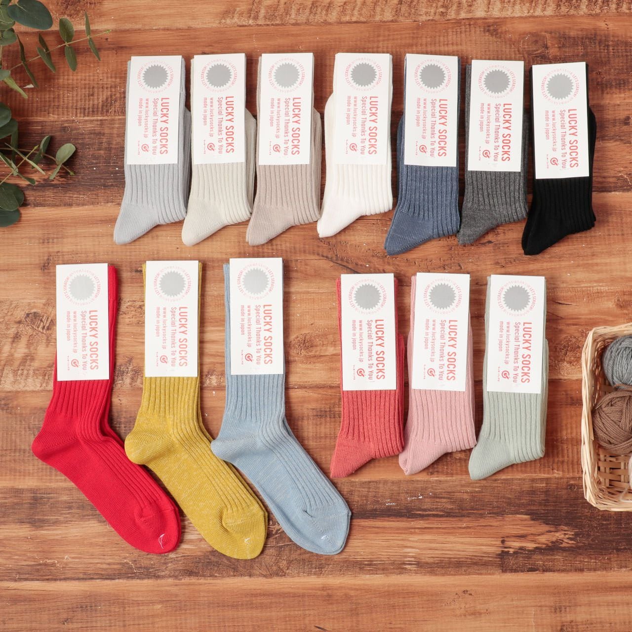 LUCKY SOCKS ラッキーソックス 当たり付き 靴下 ソックス スムースリブソックス レディース おしゃれ かわいい お洒落 ブランド コットン 綿 日本製 ギフト プレゼント 誕生日 女友達 22-25cm LS-5001 Ls003