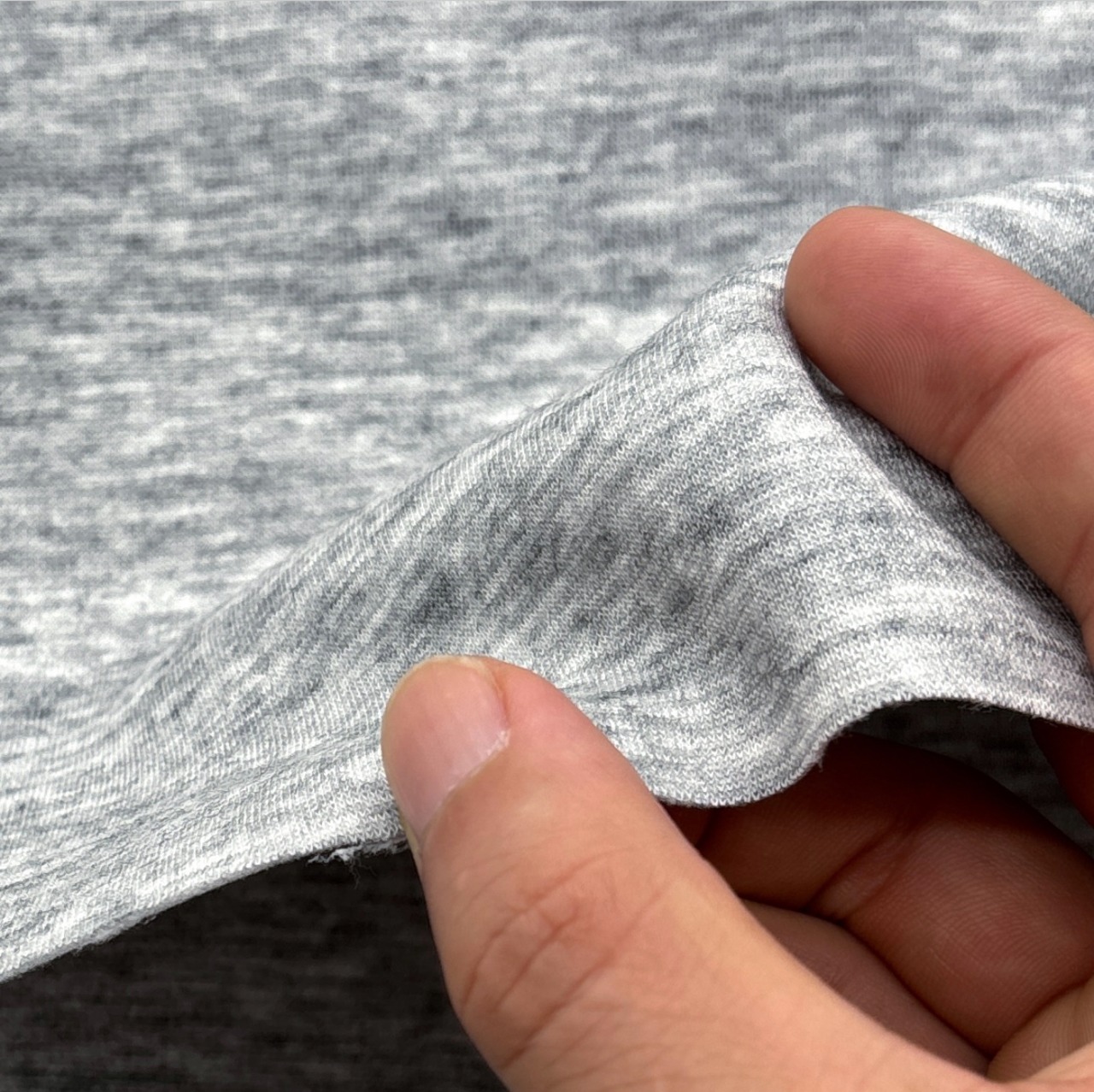 ★TB564◆3.3m◆ラスト1点‼◆綿ポリエステル混もちもちダンボールニット生地◆杢調グレー