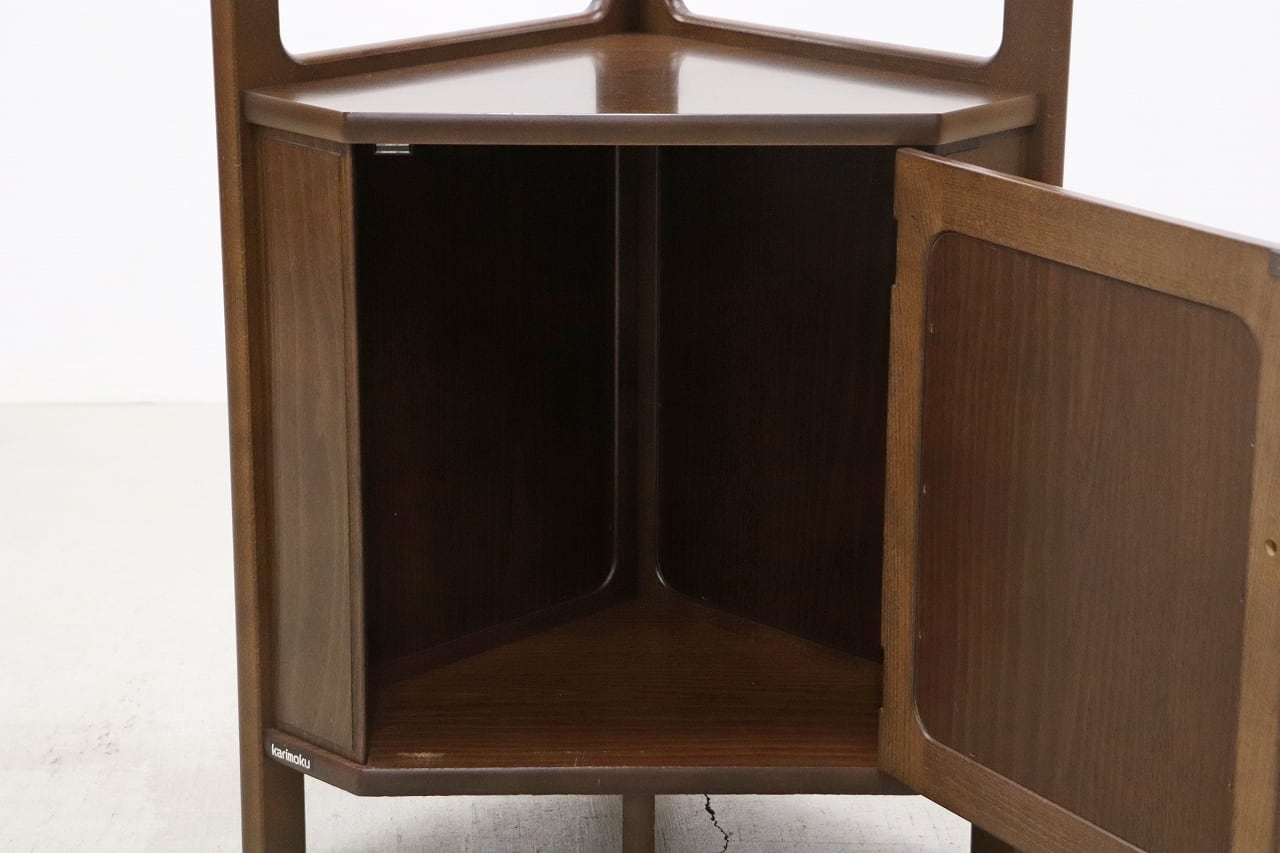 沼津店】レトロ karimoku カリモク コーナー キャビネット 飾り棚
