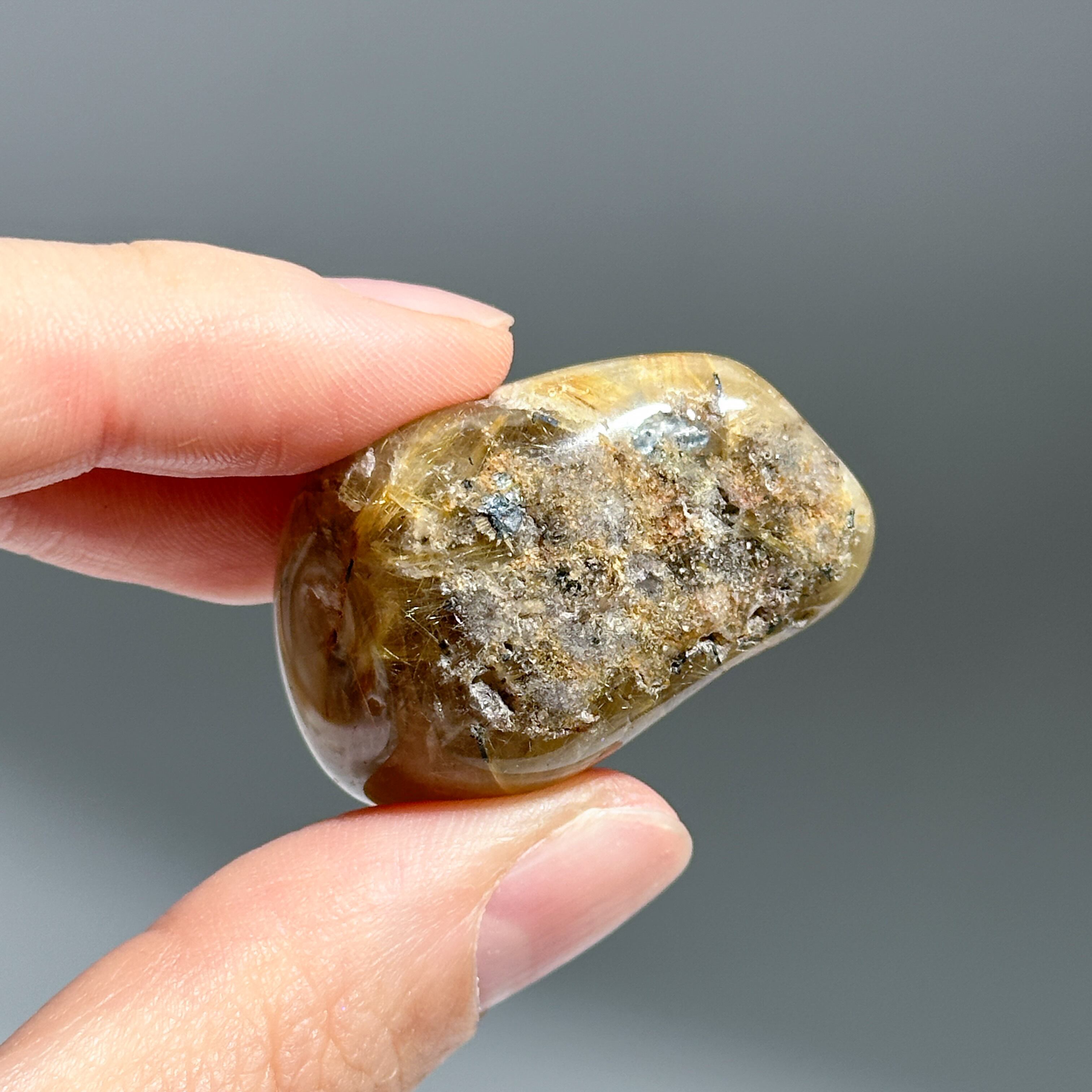 ルチルインクォーツ タンブル45◇ Rutile in Quartz◇天然石・鉱物