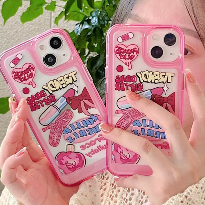 レトロ ポップ な気分 ピンク スマホケース Iphoneケース イラスト ファンシー 可愛い 今っぽレトロ 韓国 スマホグッズ プチプラ キッチュ 学生 Lamitte Deco トレンド 韓国ファッション ショップ Base店